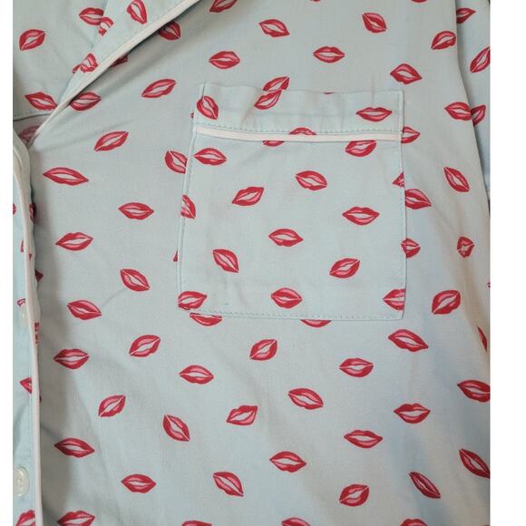 Kate Spade Blue Print Pajama Set Medium Shorts PJs Slumber Party EUC - Picture 4 of 11